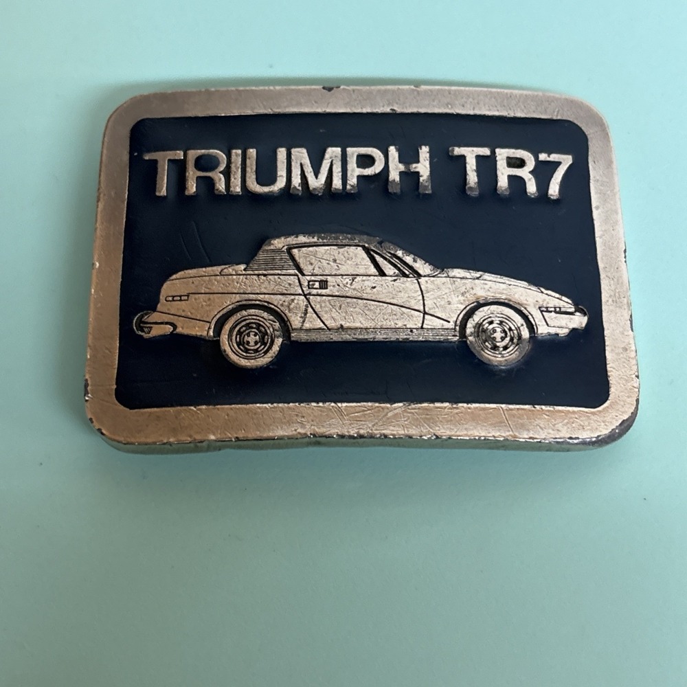 Vintage 1970s Triumph TR7 Car Belt Buckle 3 1/2" Wide IN-Made In USA Number 1145